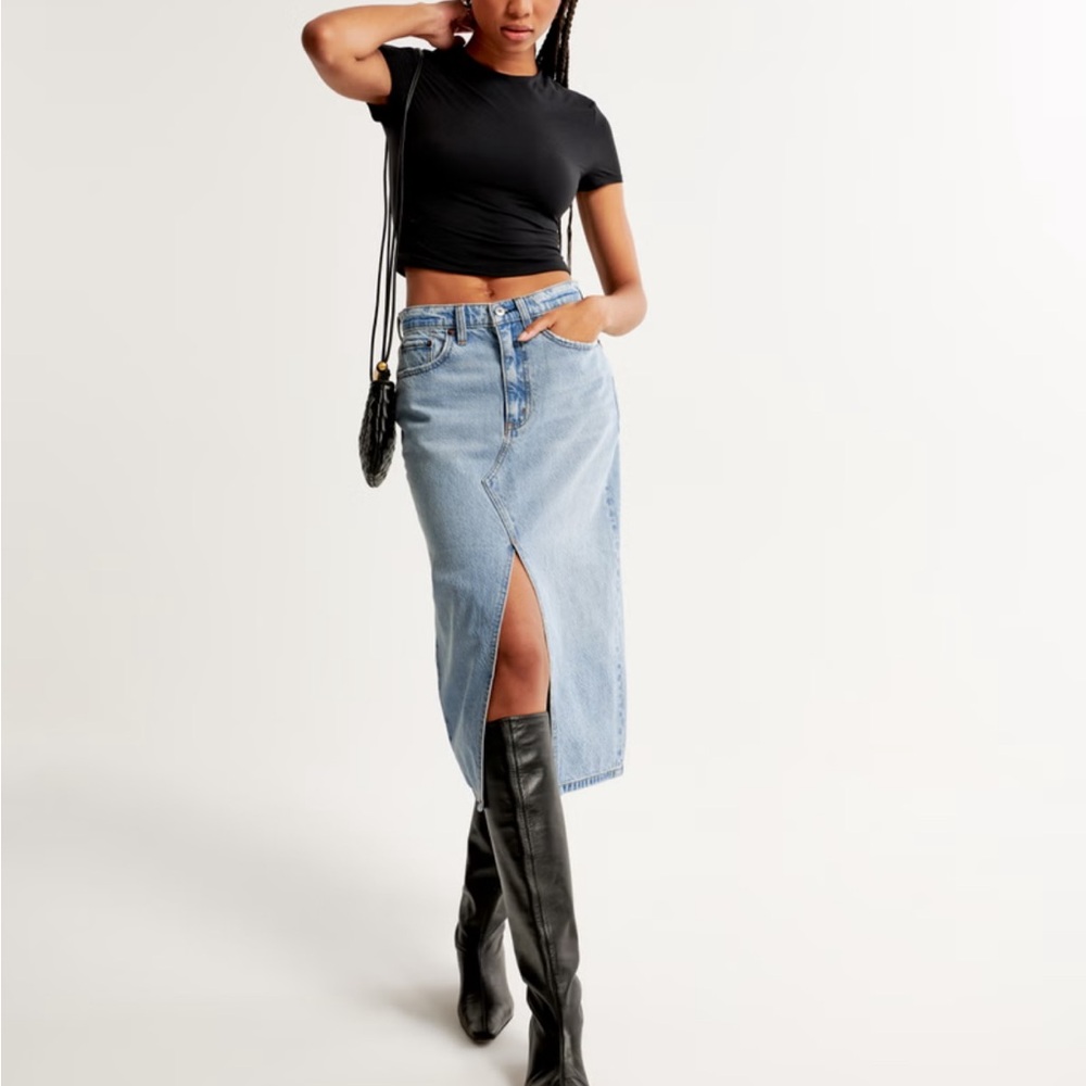 Abercrombie & Fitch Blue Midi Pencil Skirt with Slit